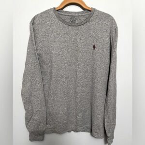 Polo by Ralph Lauren 100% cotton gray long sleeve tee shirt with burgundy logo